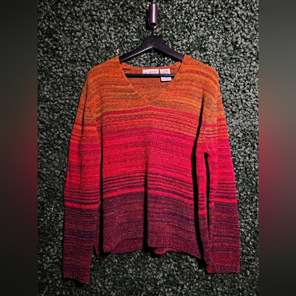 White Stag Red and Orange V-Neck Sweater